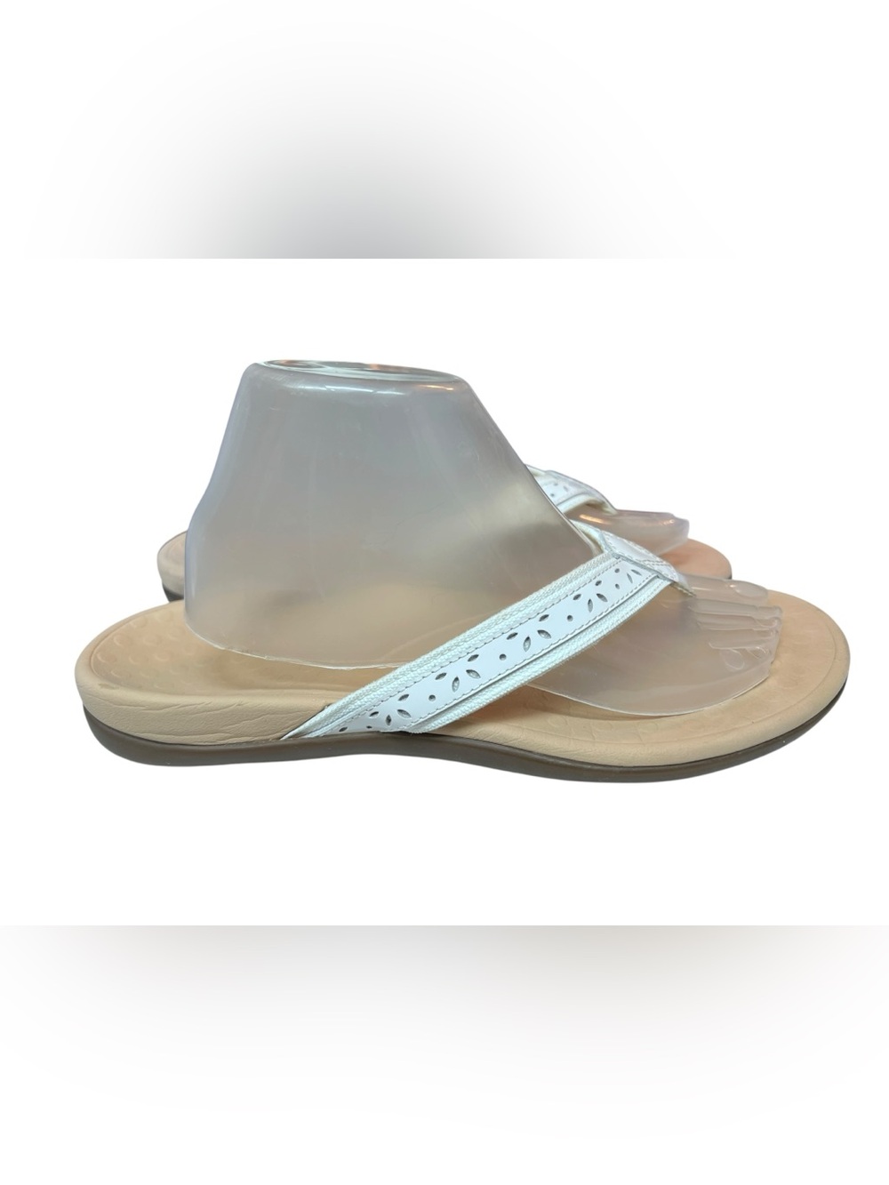 Vionic Tide Casandra White Leather Sandal Flip Flop Women 10 - Picture 2 of 9